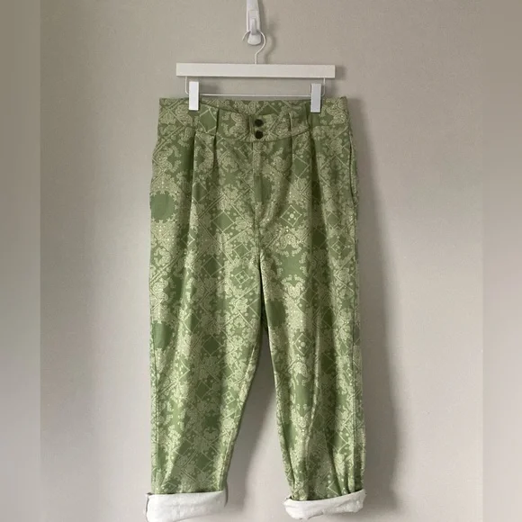 NWOT Lucy & Yak Green Paisley Trousers (W34/R) - Picture 1 of 9